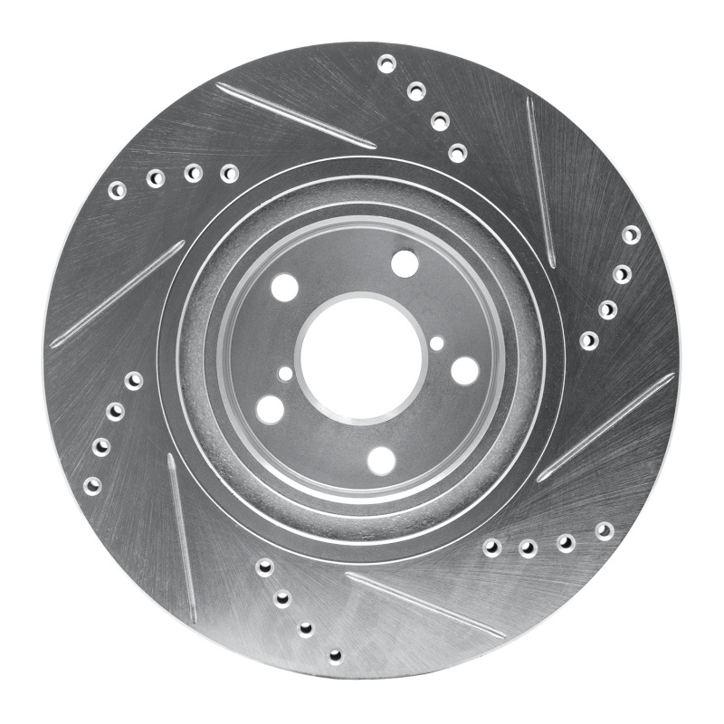 Scion FR-S Brake Rotor (1) - Front Left - R1 Concepts - Drilled & Slotted - Silver - `04-`25